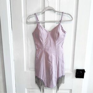 NWOT Haute Monde Lavender Dress with Rhinestone Fringe Detail size small